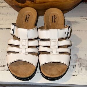 Clarks White Strappy Sandals